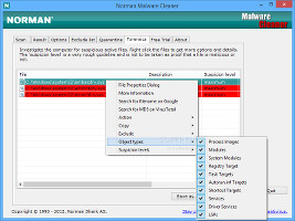 Showing the Forensics feature in Norman Malware Cleaner